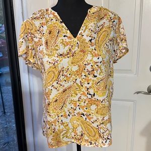 Kasper Autumn multicolored Paisley print. short sleeves, size XS Top